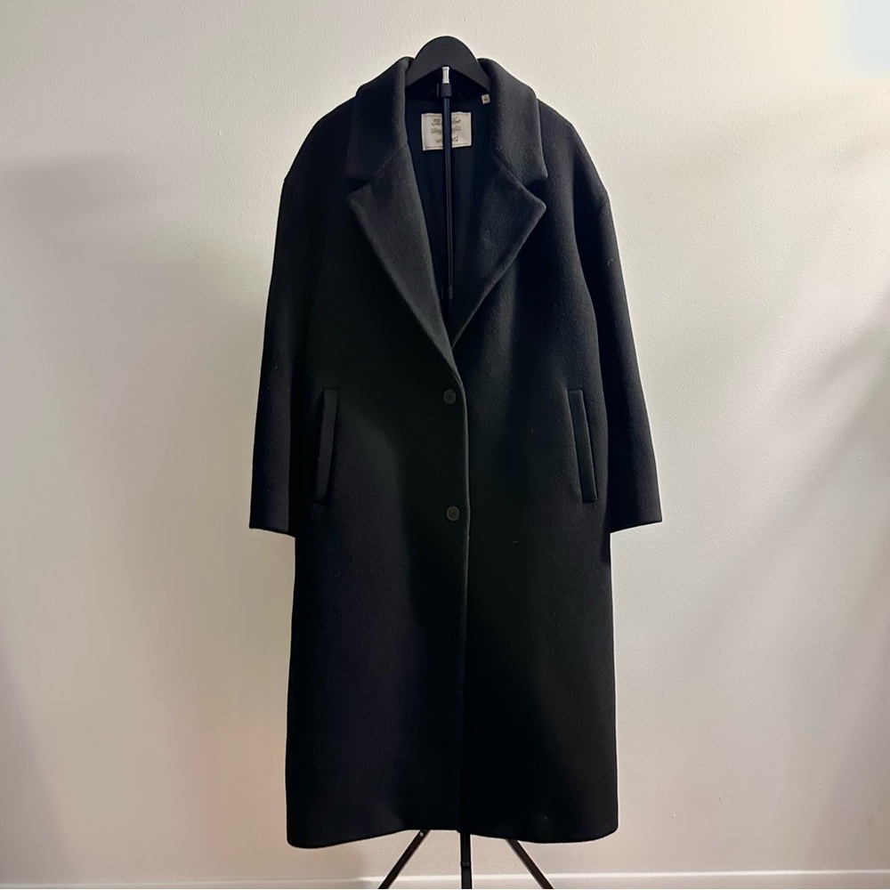 Aritzia Wilfred Only Coat Handcrafted Italian Virgin Wool Cashmere Black Size L